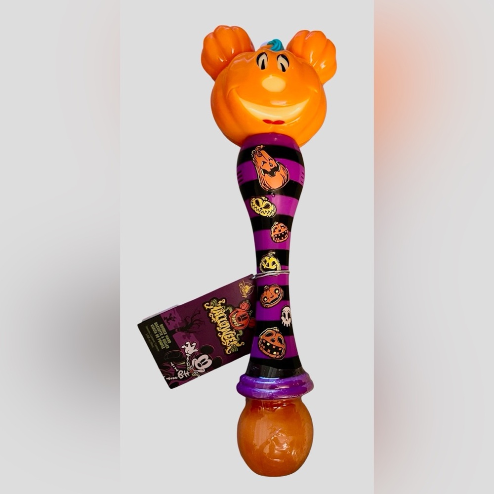 Disney Parks Mickey Mouse Jack-O-Lantern Halloween Light-Up Bubble Wand 2024~NWT